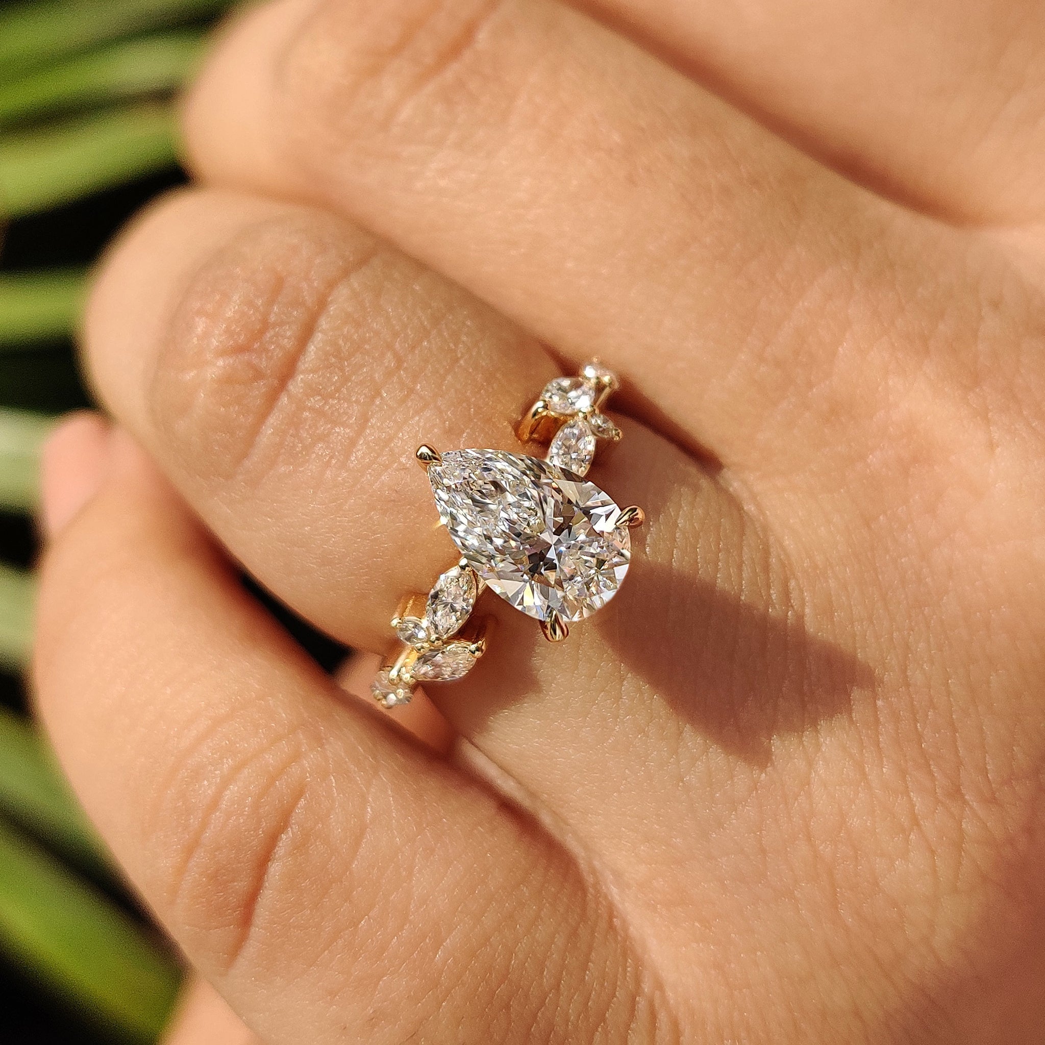 Nature Inspired Pear Shaped Engagement Ring Secondary image