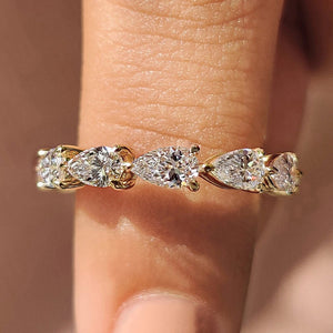 Pear Shaped Diamond Band In 3/4 Eternity Style