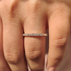 Secure With Shared Prong Baguette And Round Diamond Band