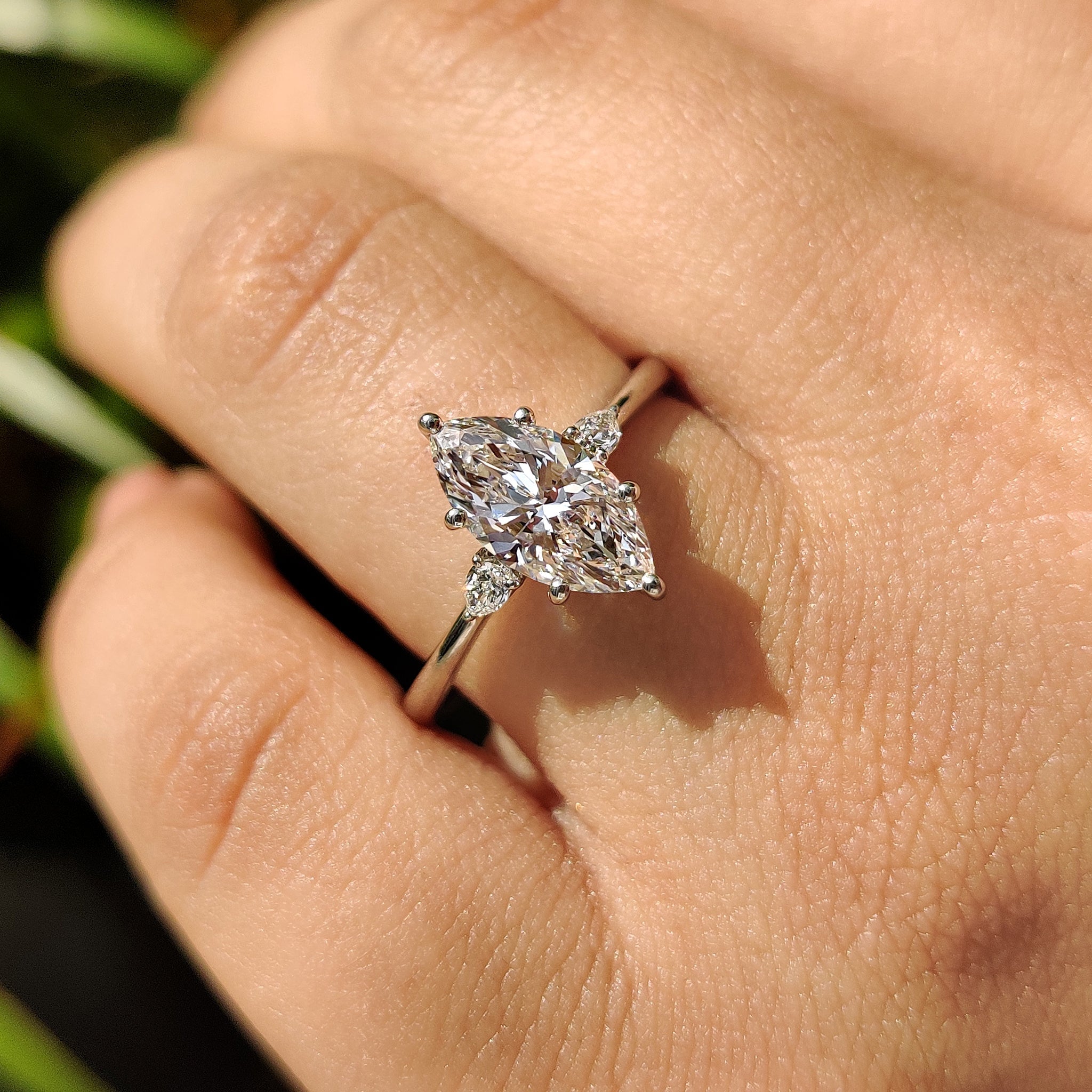 Marquise Engagement Ring With tapered shank Setting
