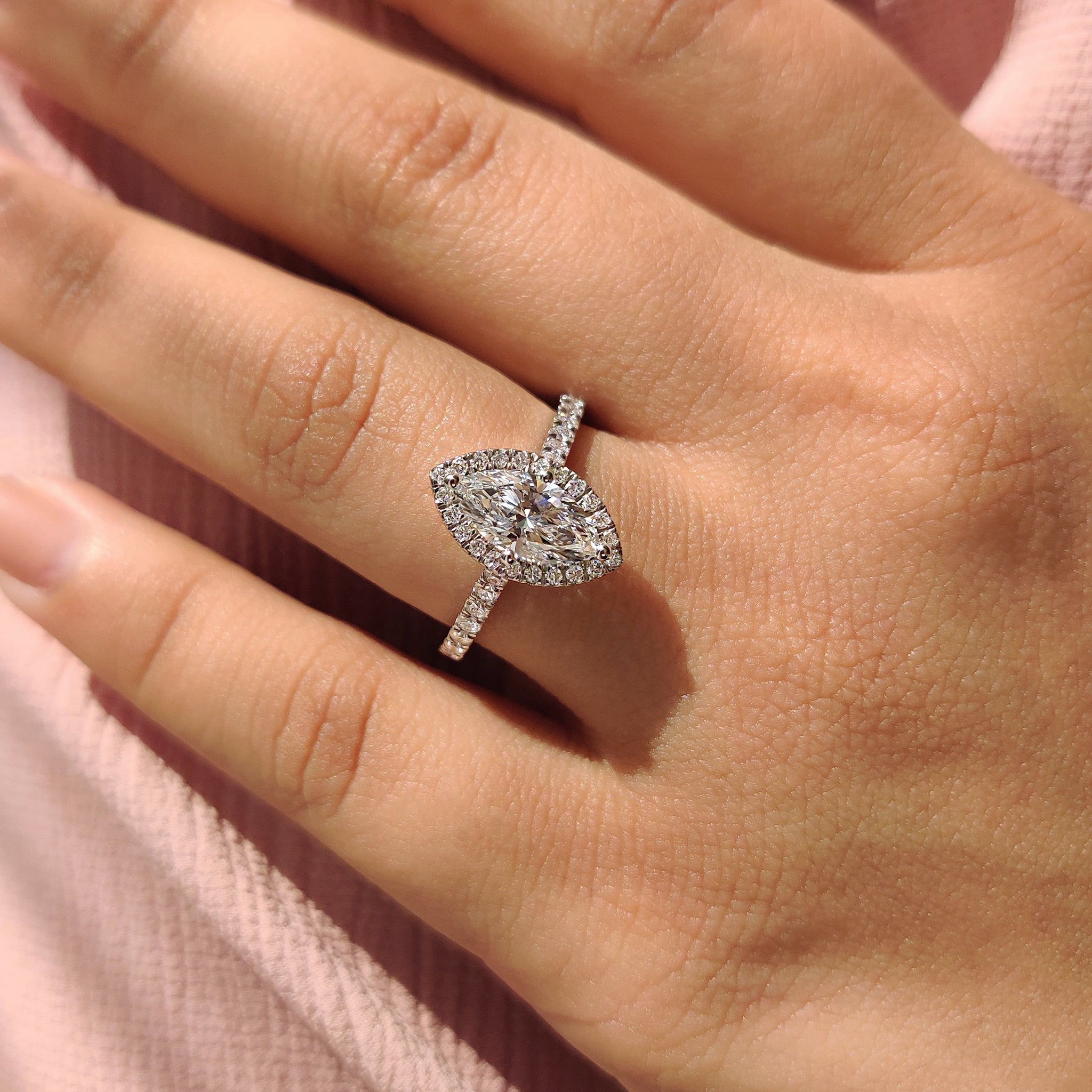 Cathedral Setting Ring With Marquise Diamond Secondary image