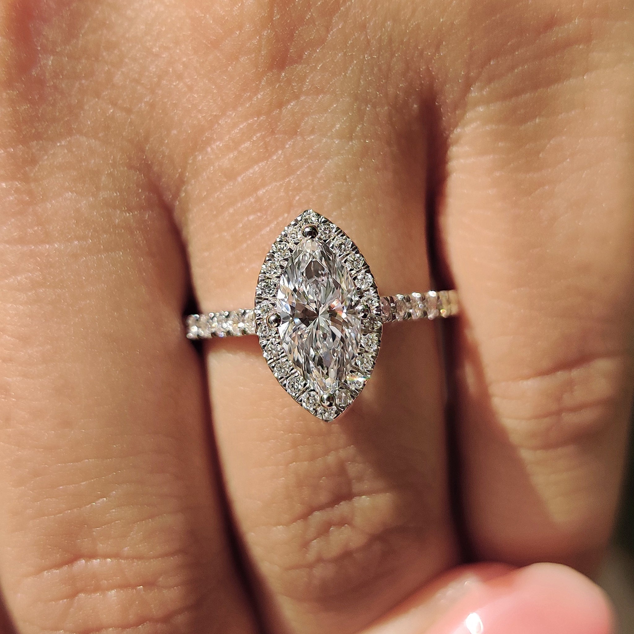 Diamond Marquise Engagement Ring in Cathedral Setting Secondary image