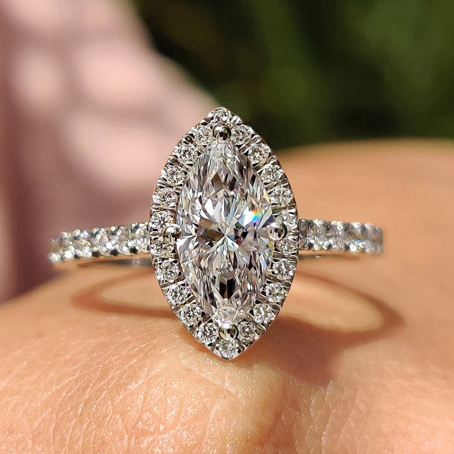 Diamond Marquise Engagement Ring in Cathedral Setting Main image
