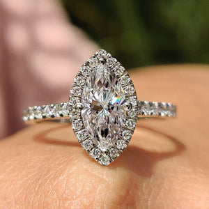 Diamond Marquise Engagement Ring in Cathedral Setting