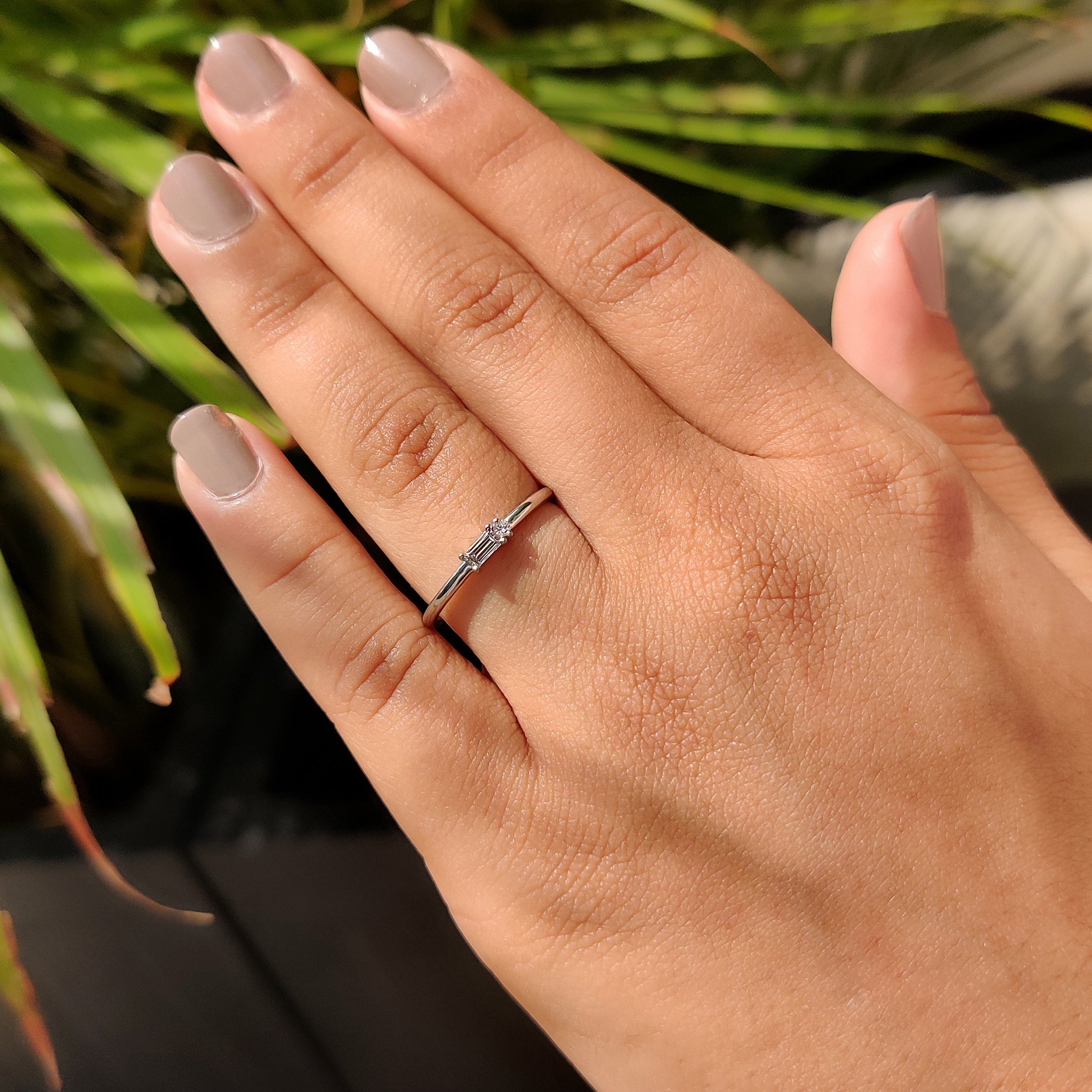 Morse Code Style Baguette And Round Diamond Band