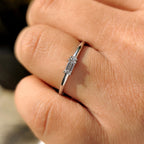 Morse Code Style Baguette And Round Diamond Band