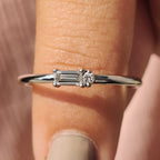 Morse Code Style Baguette And Round Diamond Band