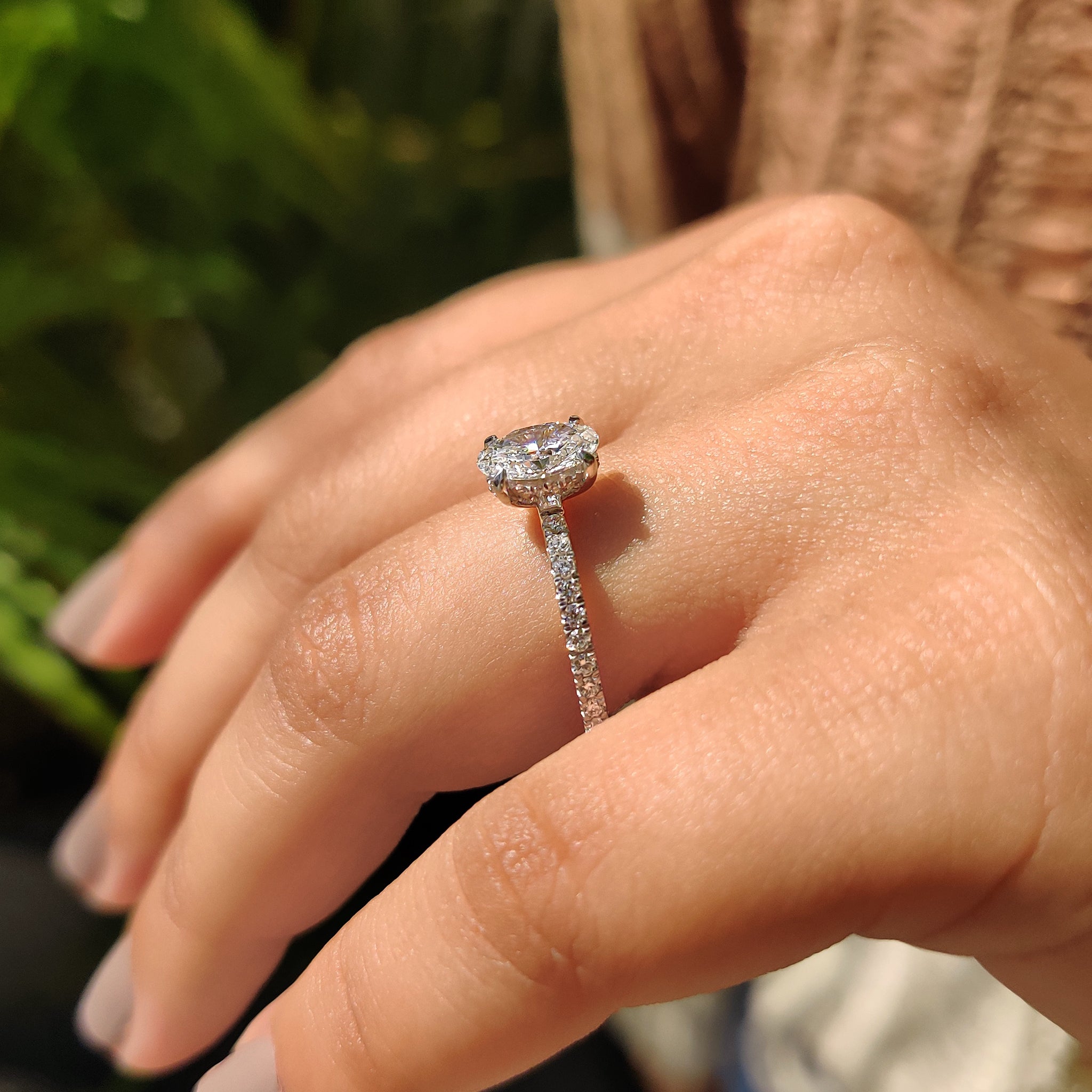 Oval Diamond Engagement Ring With Hidden Halo Setting Secondary image
