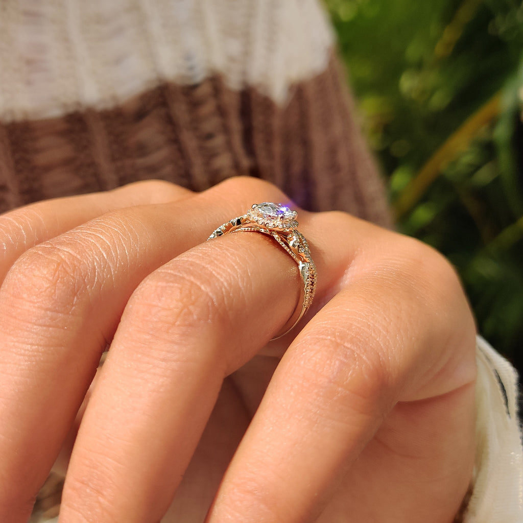 Oval Engagement Ring With Hidden Milgrain Setting