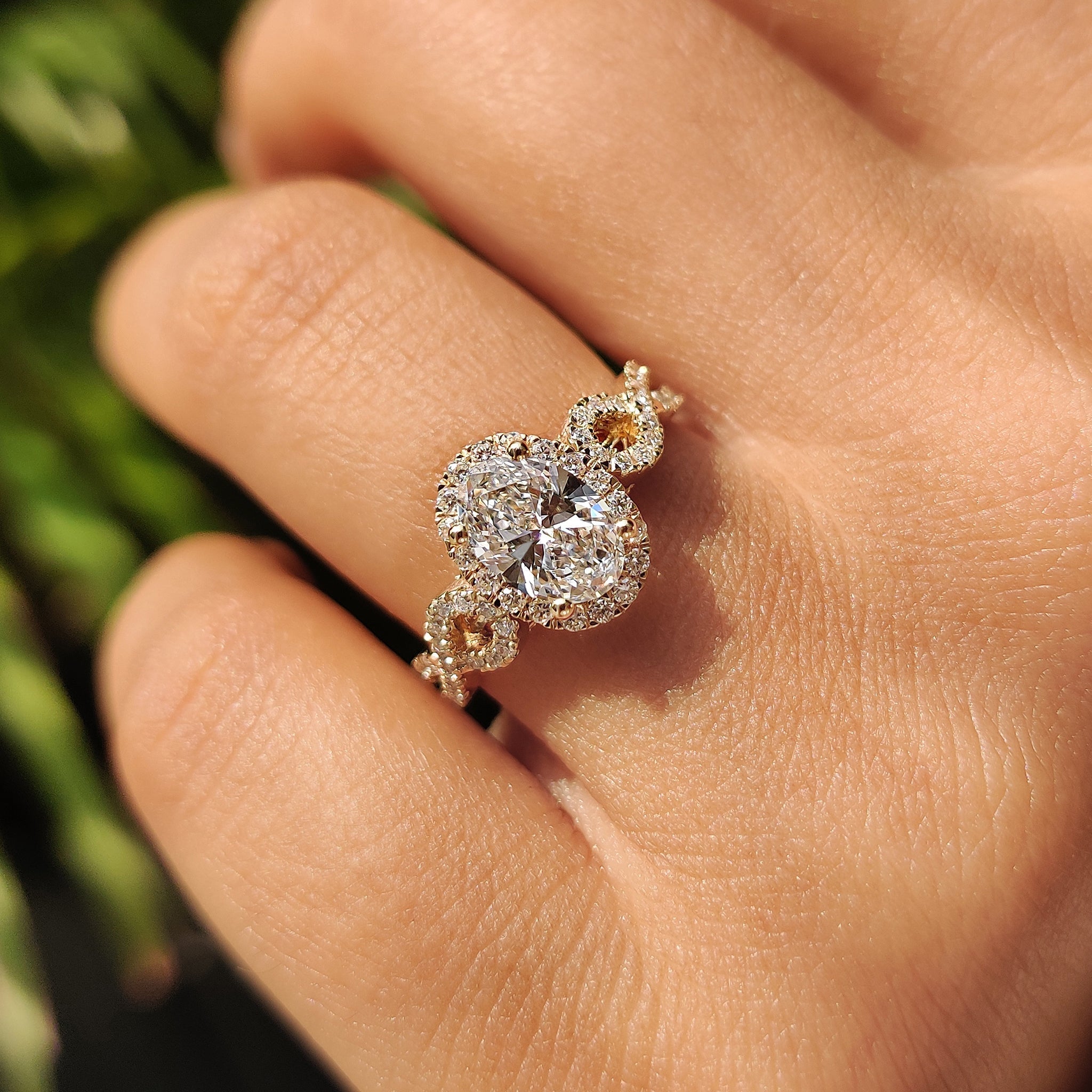 Oval Engagement Ring With Hidden Milgrain Setting Secondary image