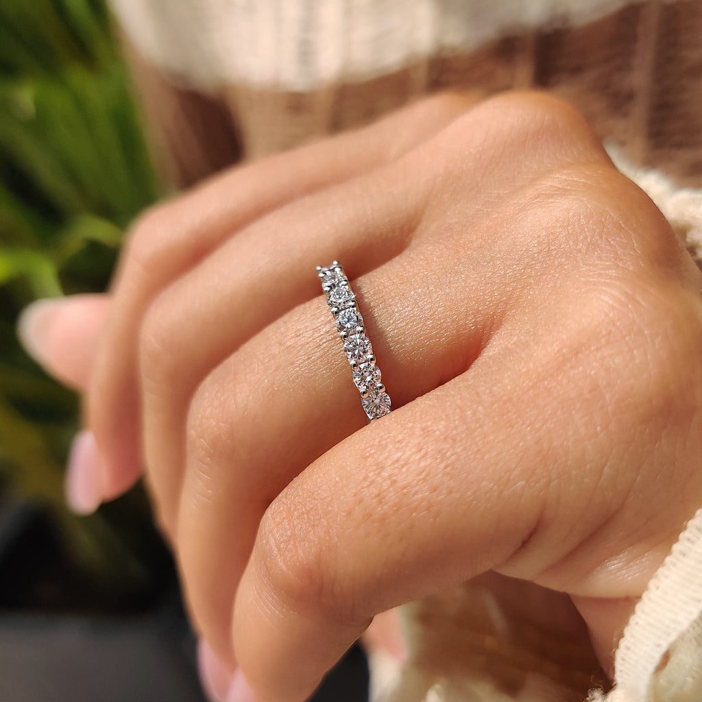 Round Cut Full Eternity Band With Trellis Setting