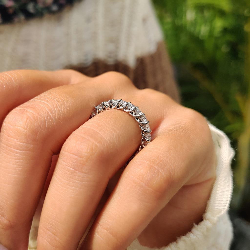 Round Cut Full Eternity Band With Trellis Setting