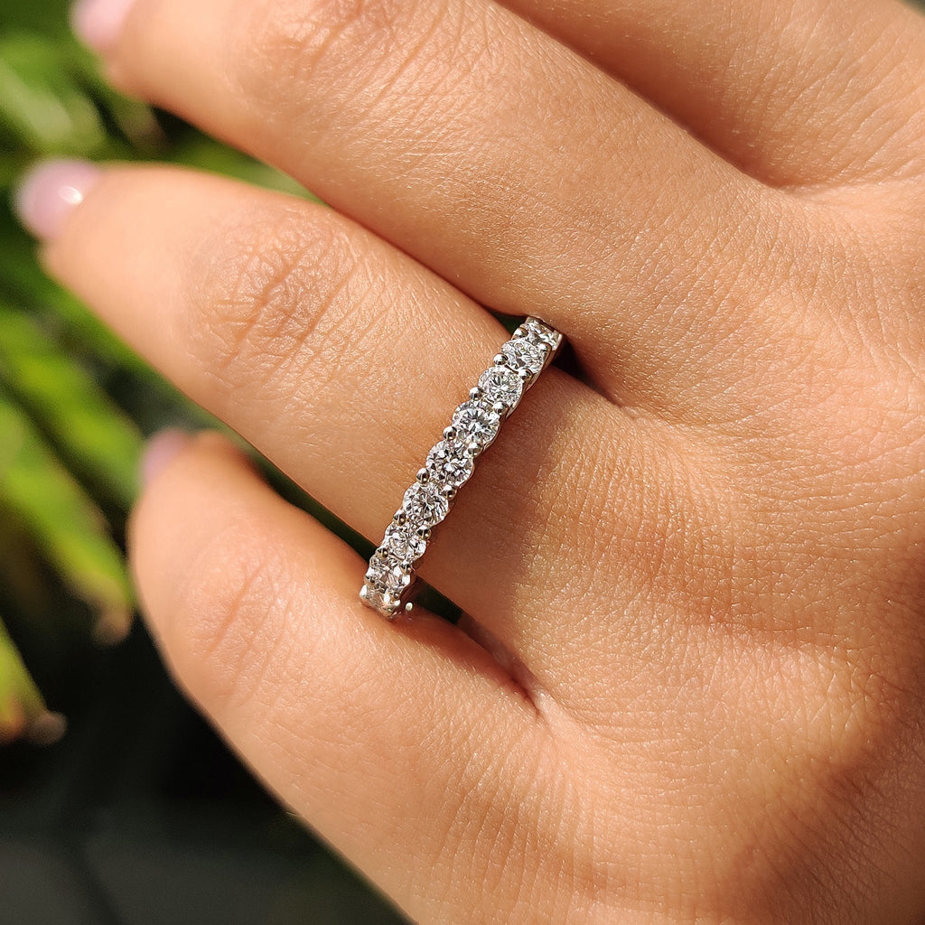 Round Cut Full Eternity Band With Trellis Setting