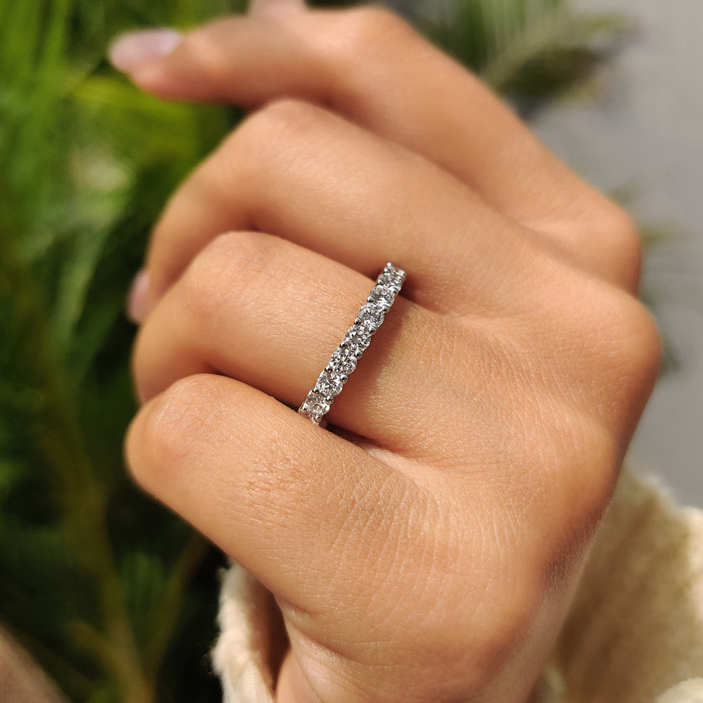 Round Cut Full Eternity Band With Trellis Setting