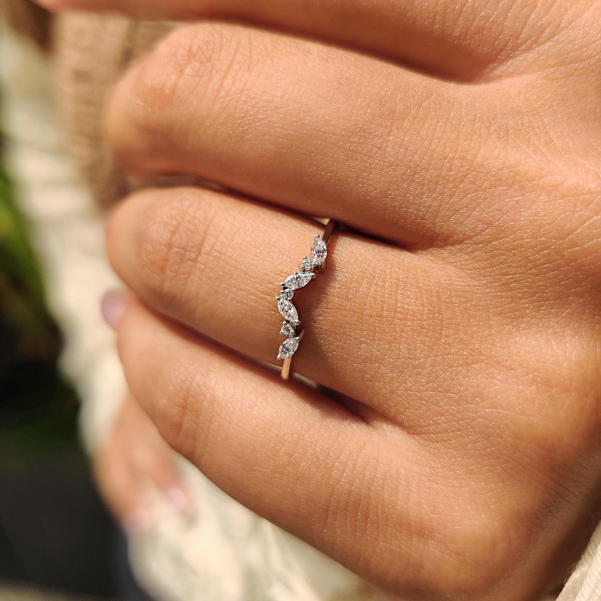 Marquise And Round Wedding Band In Cluster Style Secondary image