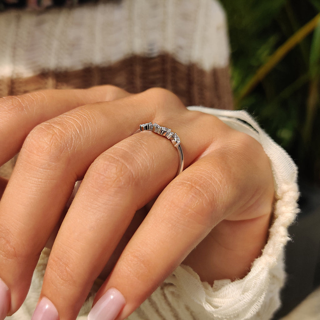 Marquise And Round Wedding Band In Cluster Style