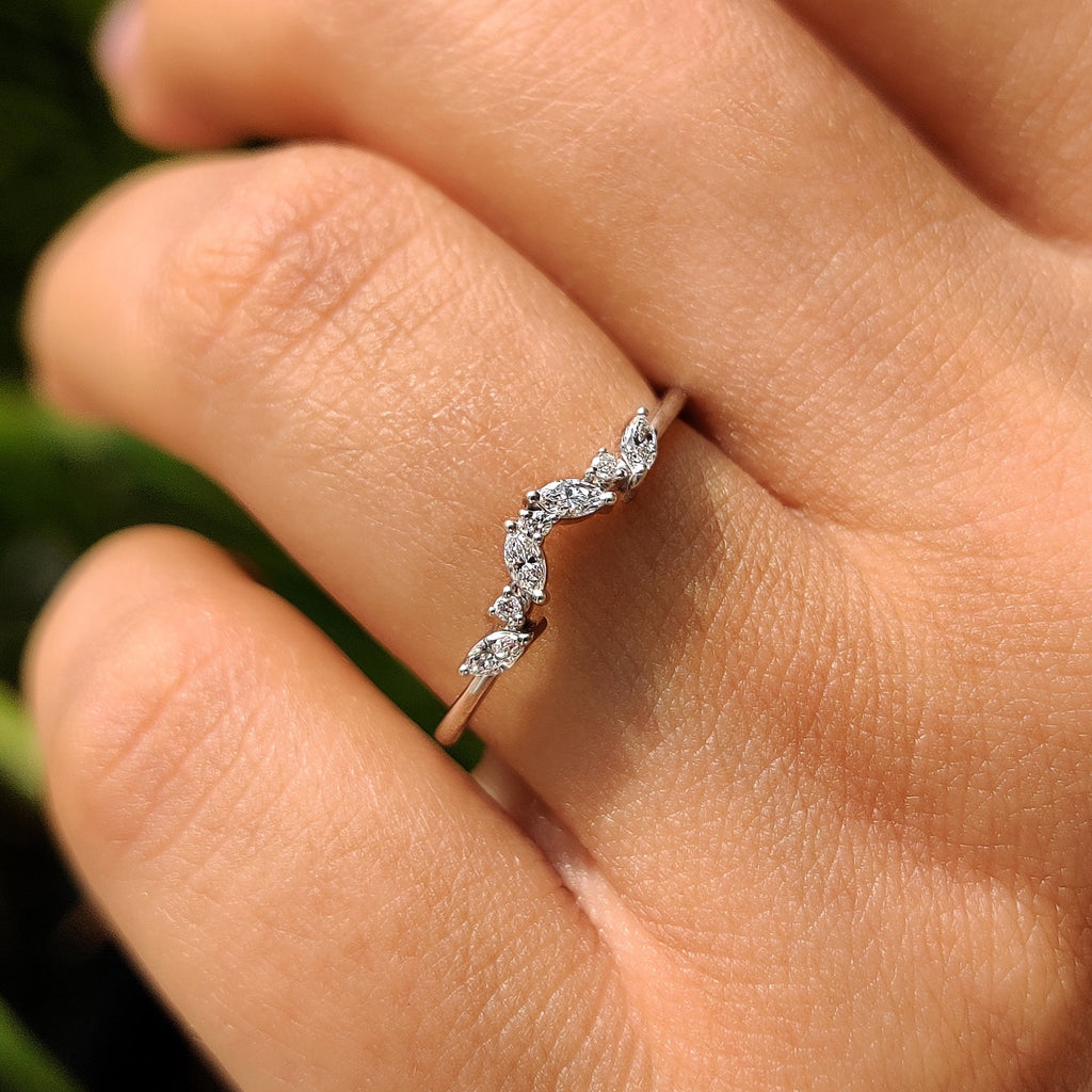 Marquise And Round Wedding Band In Cluster Style