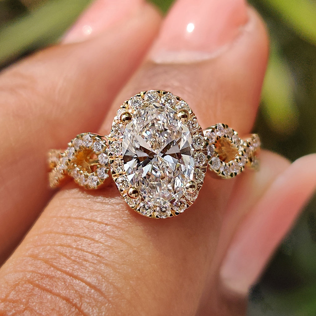 Oval Engagement Ring With Hidden Milgrain Setting
