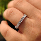 Baguette And Princess White Gold Wedding Band
