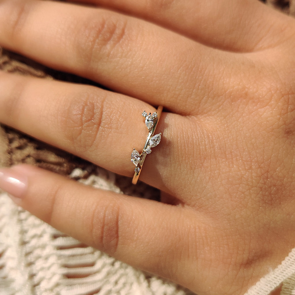 Seven Stone Marquise And Round Diamond Wedding Band