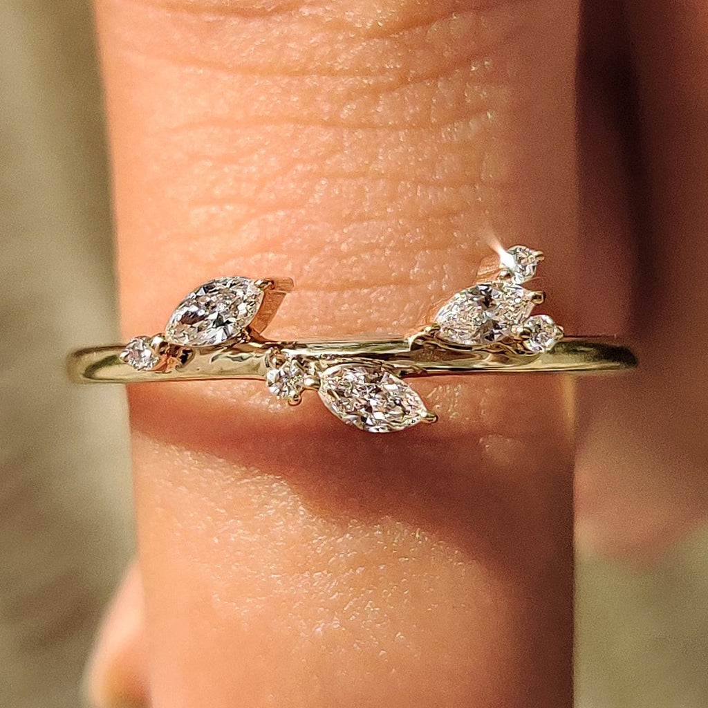 Seven Stone Marquise And Round Diamond Wedding Band