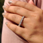 Marquise And Round Wedding Band In Half Eternity Design