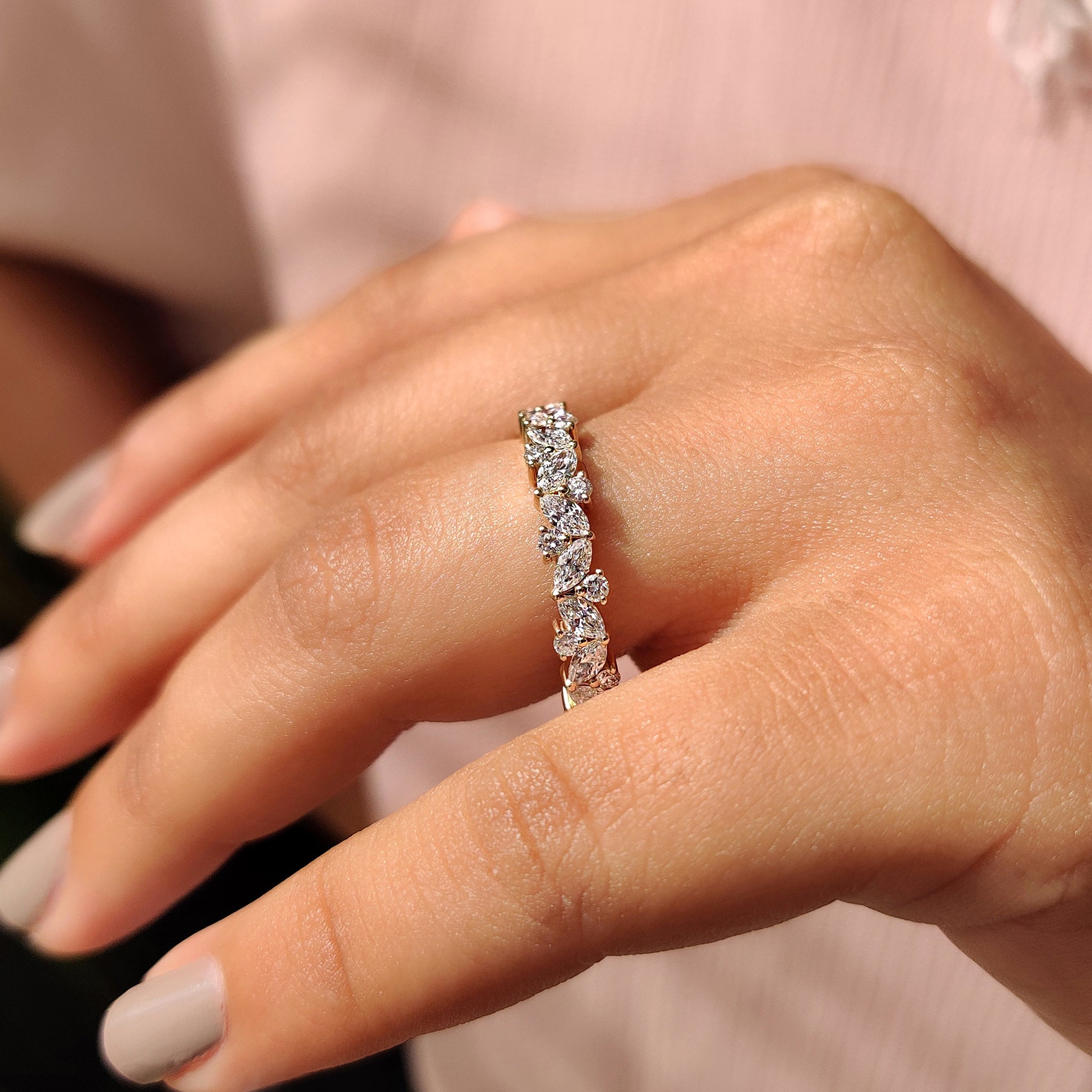 Marquise And Round Wedding Band In Half Eternity Design Secondary image