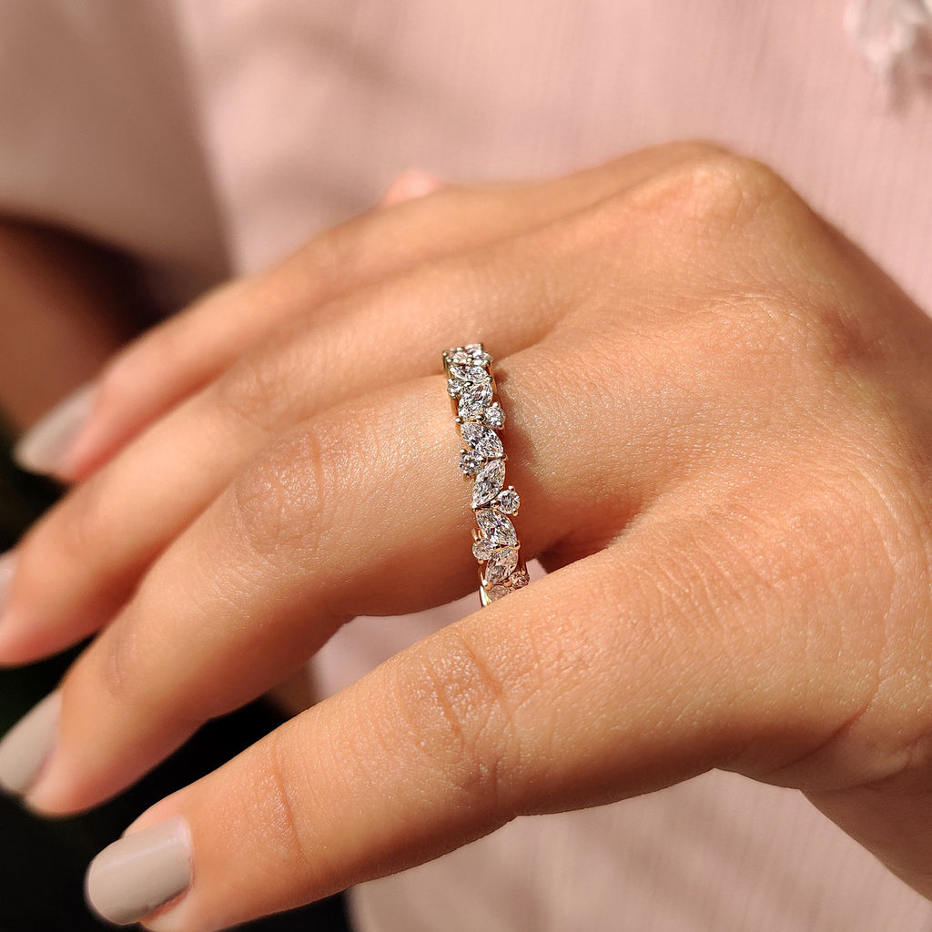 Marquise And Round Wedding Band In Half Eternity Design