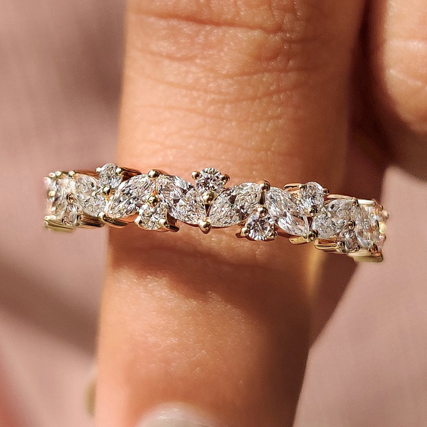 Marquise And Round Wedding Band In Half Eternity Design Main image