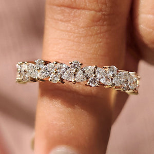 Marquise And Round Wedding Band In Half Eternity Design
