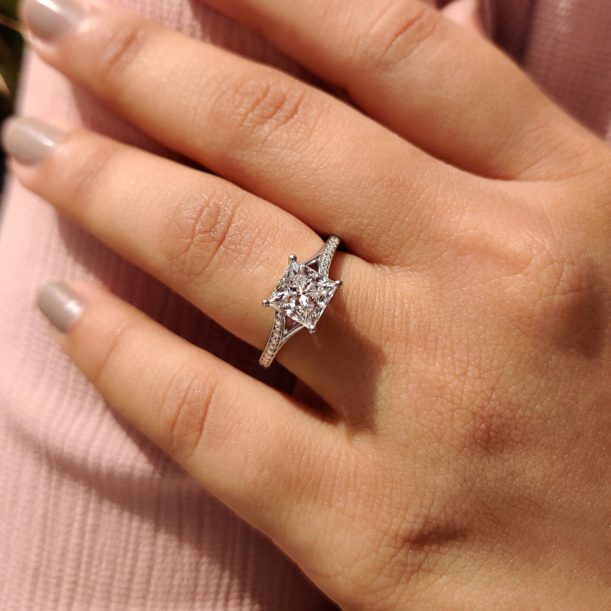 Split Shank Princess Cut Diamond Ring