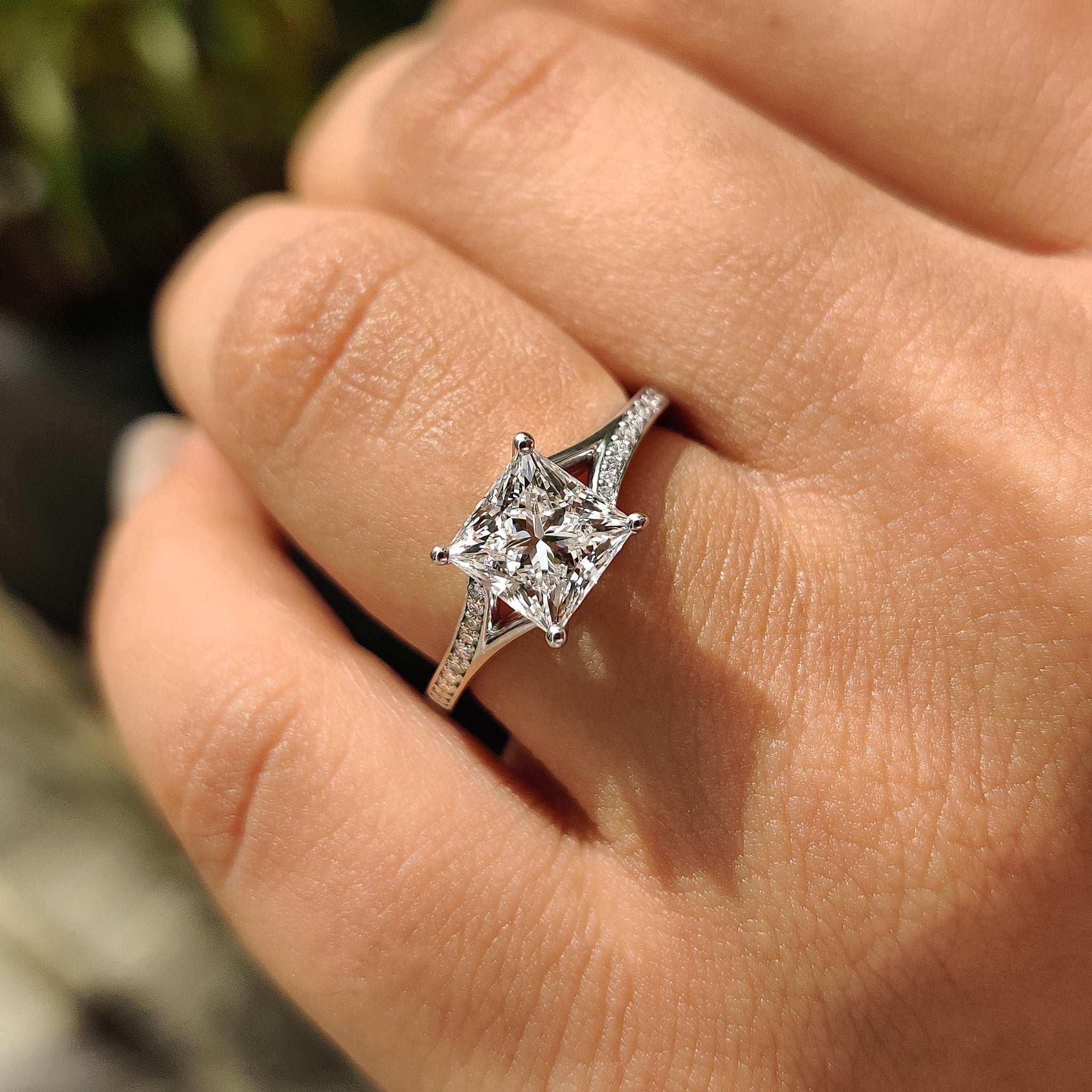 Split Shank Princess Cut Diamond Ring