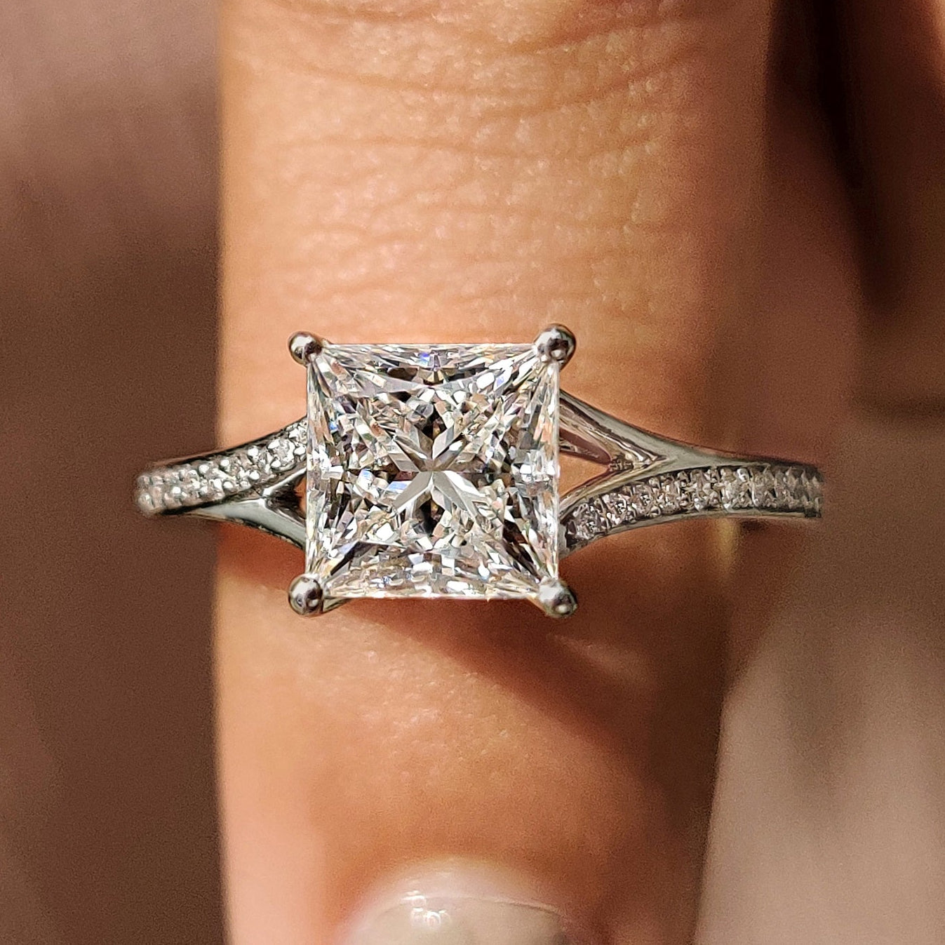 Split Shank Princess Cut Diamond Ring Main image