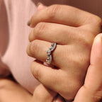 Art Deco Marquise Wedding Ring In Chevron Style