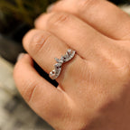 Art Deco Marquise Wedding Ring In Chevron Style