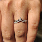 Art Deco Marquise Wedding Ring In Chevron Style