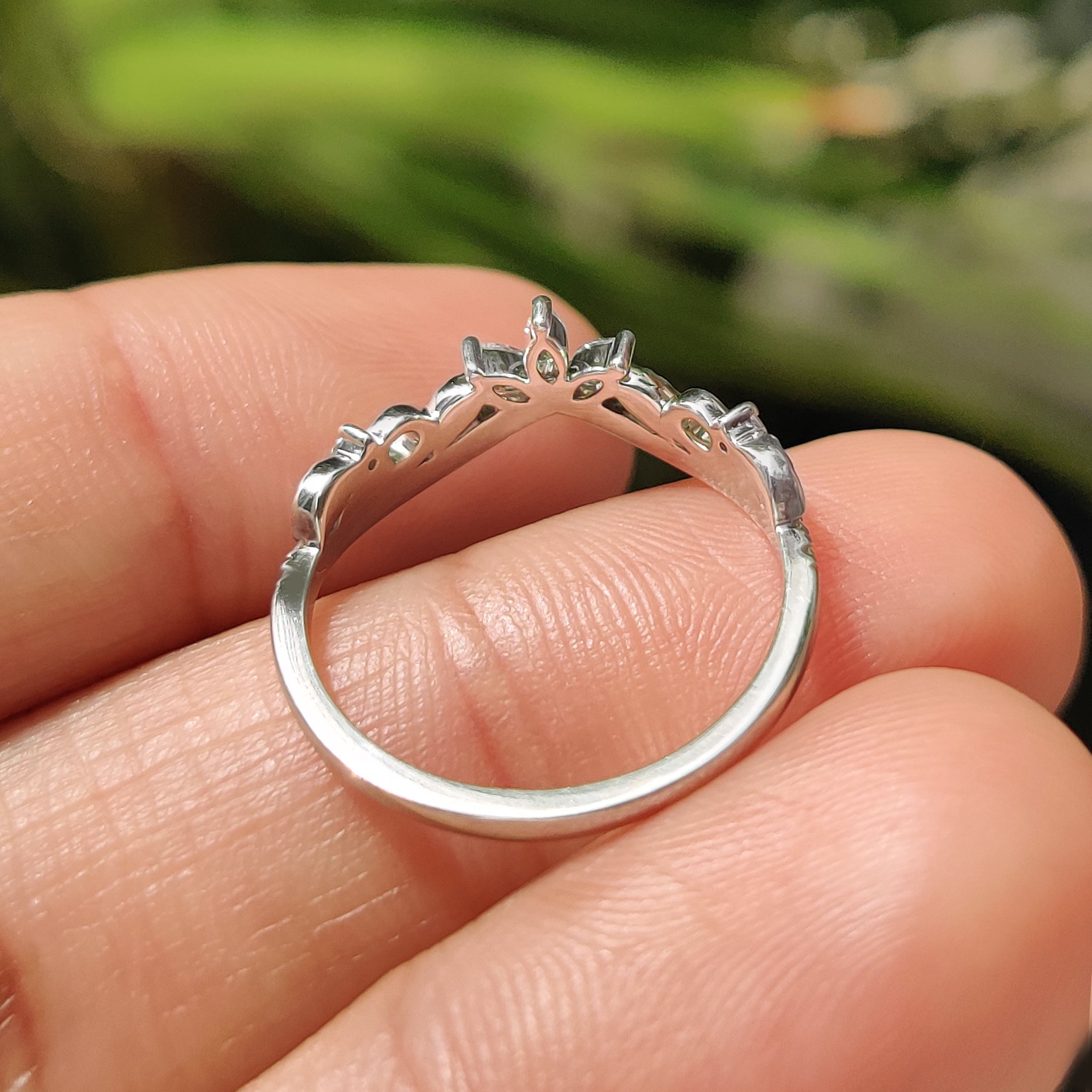 Art Deco Marquise Wedding Ring In Chevron Style