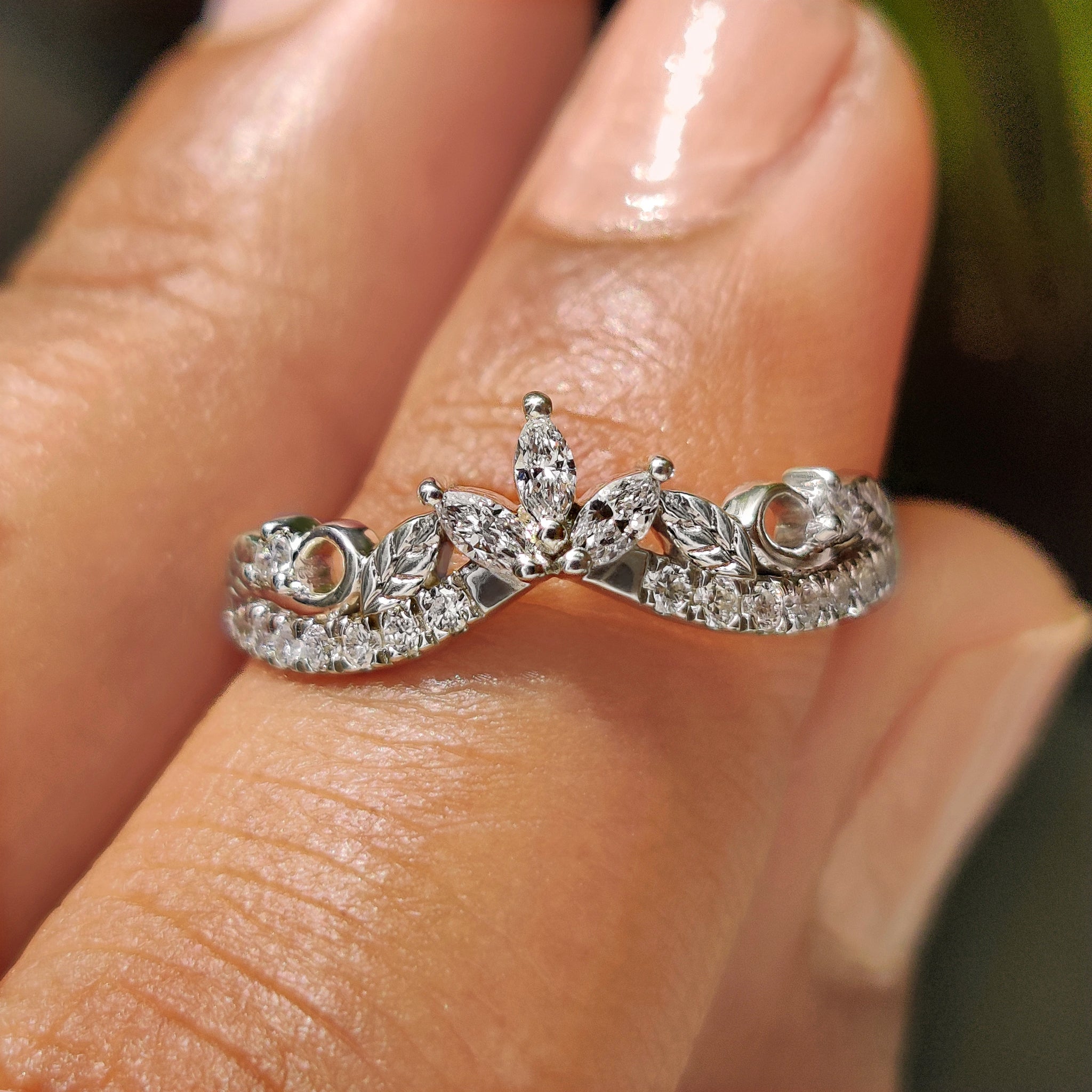 Art Deco Marquise Wedding Ring In Chevron Style Main image