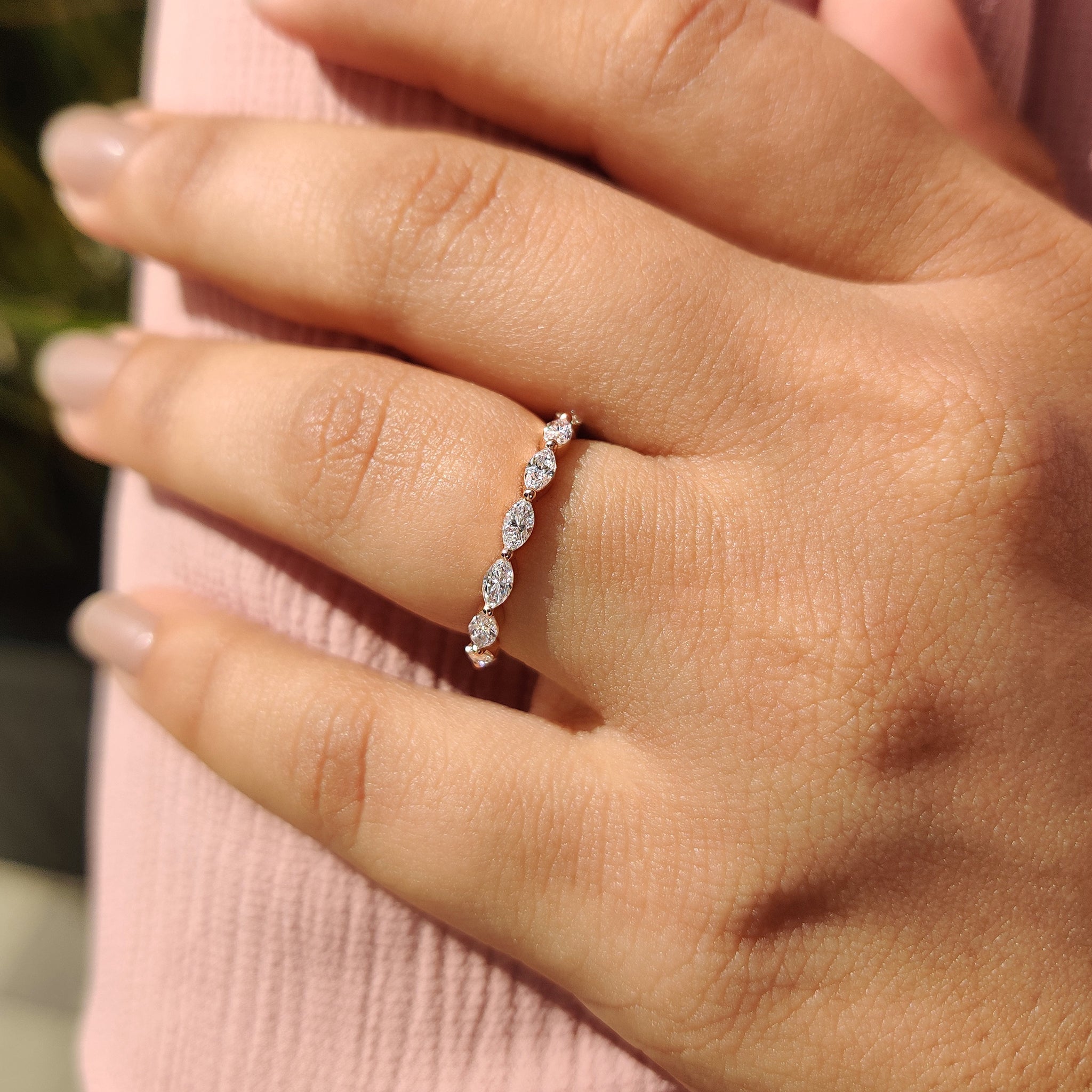 Marquise Diamond Eternity Band In Shared Prong Style