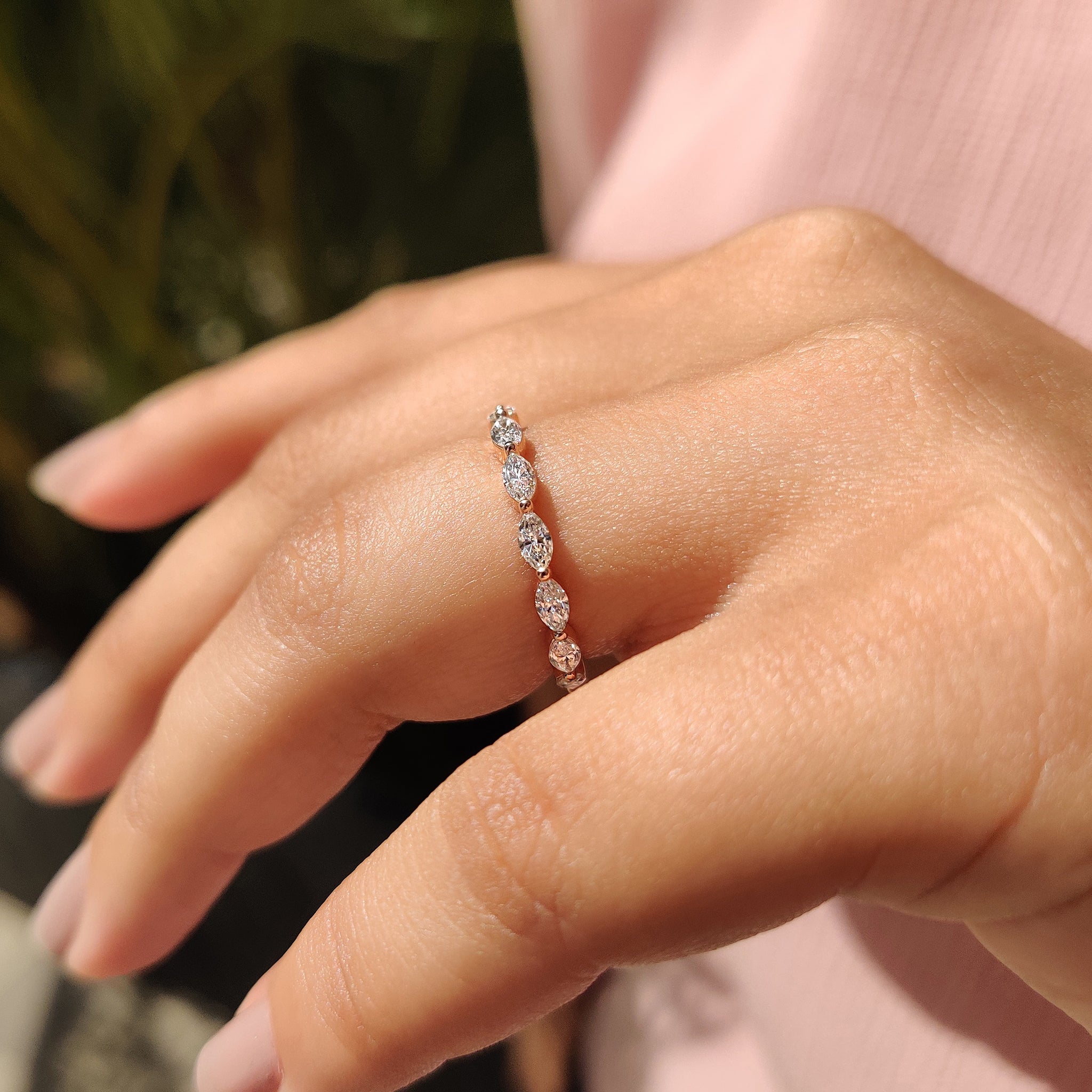 Marquise Diamond Eternity Band In Shared Prong Style