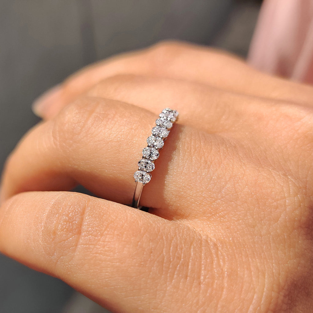 Semi Eternity Oval Diamond Band