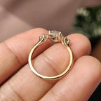Three Stone Hidden Halo Round Engagement Ring