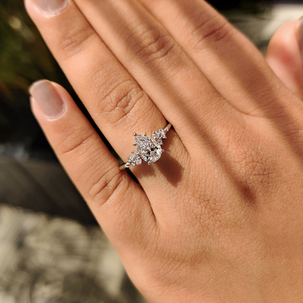 Pear Shaped Diamond Ring - Side Stone