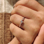 Oval Diamond Wedding Band - Zig Zag Style