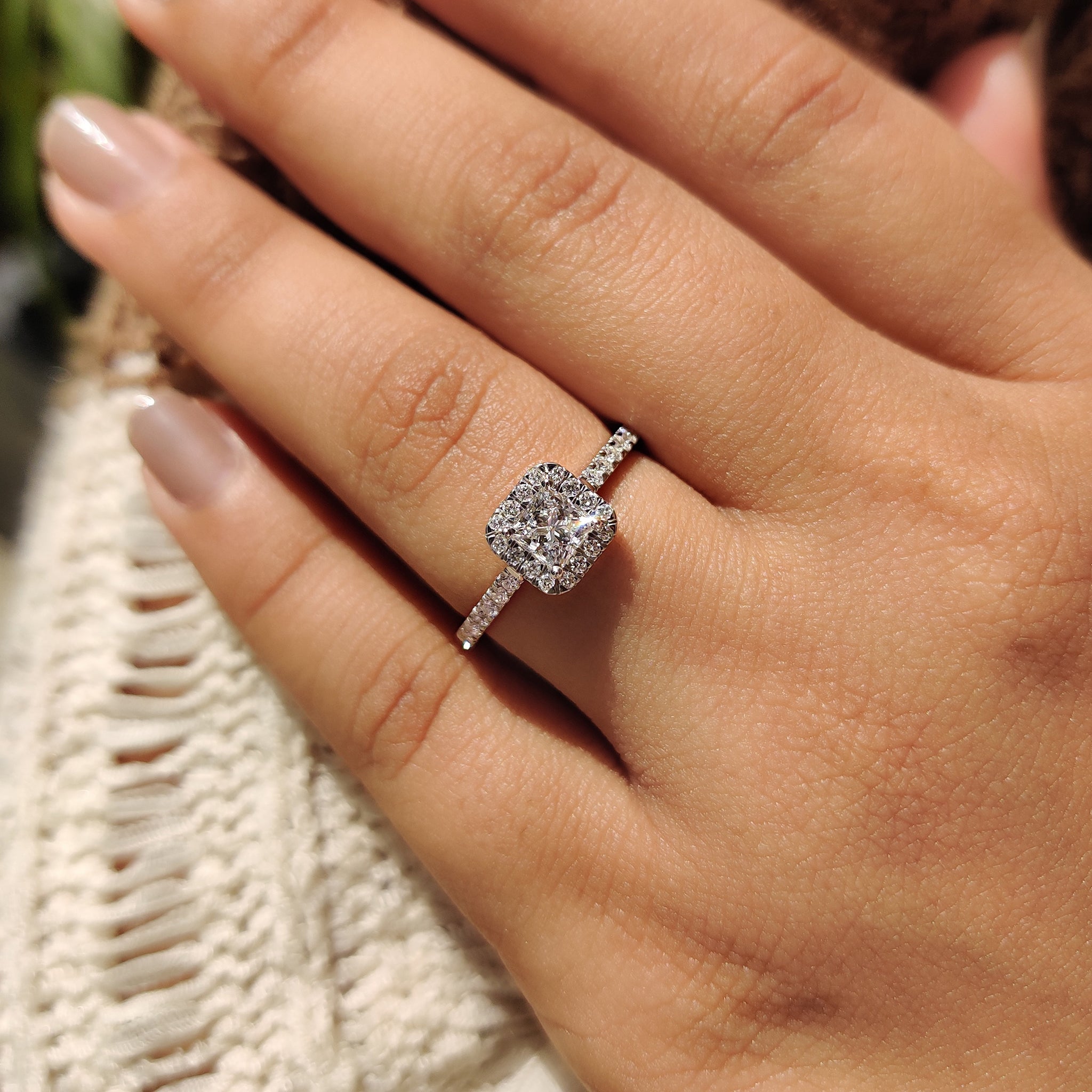 Halo Princess Cut Engagement Ring With Cathedral Style Secondary image
