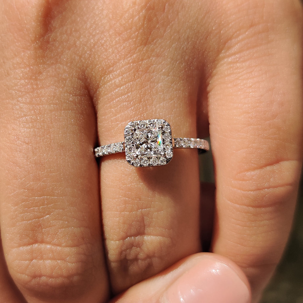 Princess Cut Halo Ring