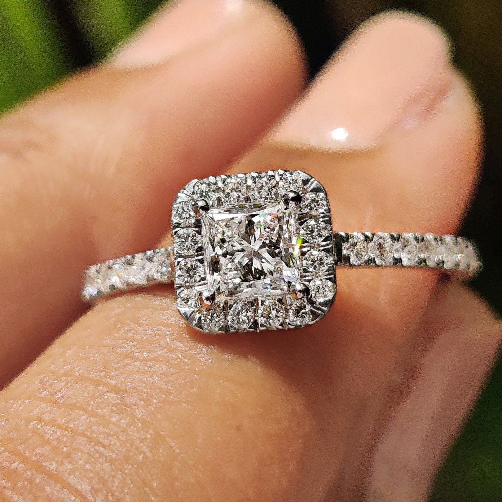 Princess Cut Halo Ring Main image