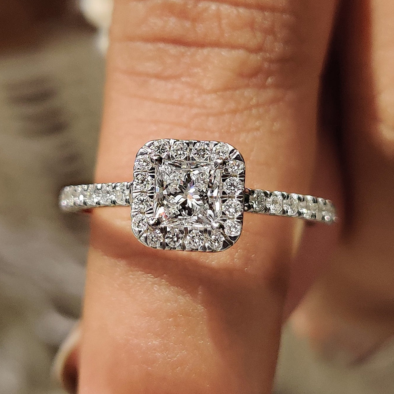 Halo Princess Cut Engagement Ring With Cathedral Style Main image