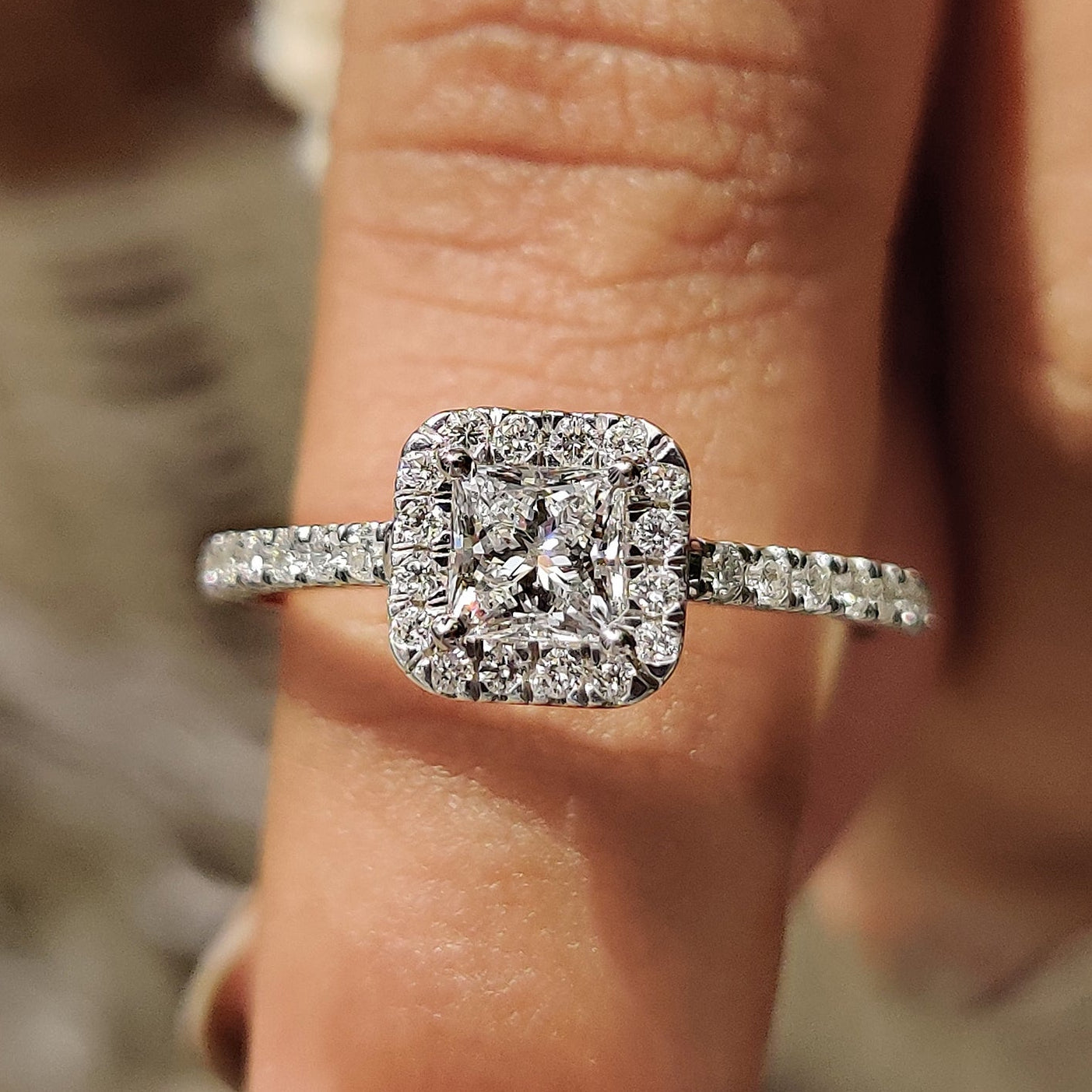 Princess Cut Halo Ring Secondary image