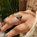 Oval Vintage Diamond Ring With Milgrain Style